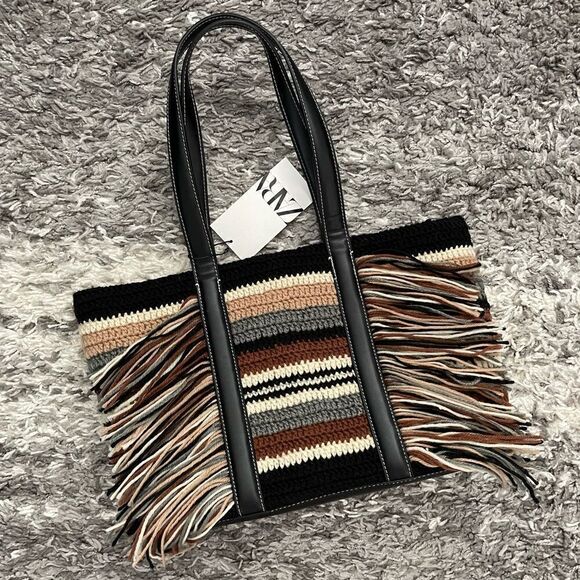 NWT Zara Striped Shopper Bag - Picture 1 of 11